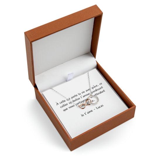 Collier Cercle Infini en plaqué or rose 18 carats - Cadeau Futur maman - Cadeau femme personnalisé - Message personnalisé